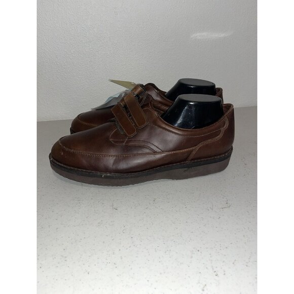 Eva-Tech Shoes Men 12 EEEE Footonic II Slip On Brown Leather Hook & Loop Comfort - Picture 5 of 10